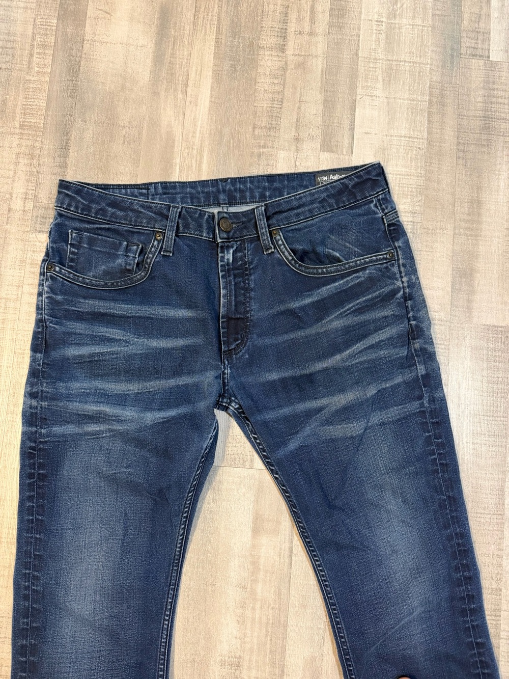 Buffalo David Bitton Ash-X Men’s Jeans 34x30 Skinny Stretch Distressed Blue